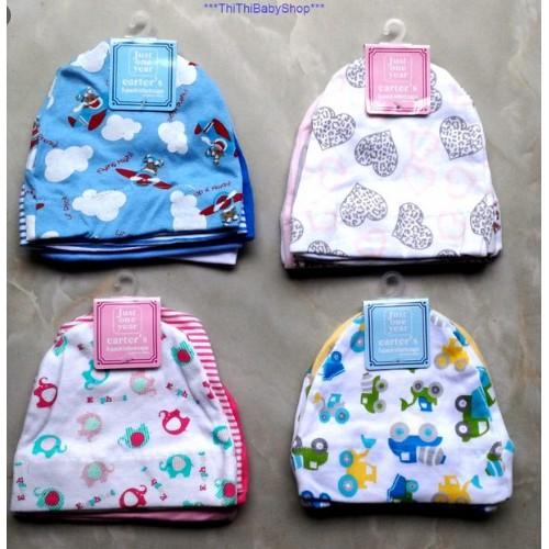 Set 5 mũ sơ sinh chất cotton mềm cho bé dưới 3 tháng tuổi