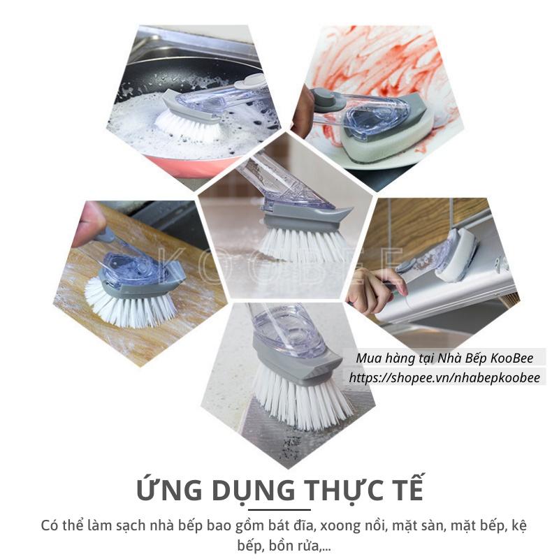 Bộ bàn chải cọ rửa đa năng KooBee - Dụng cụ rửa cọ xoong nồi, rửa bát, cọ bếp,có bình chứa tiện lợi (CSNC05)