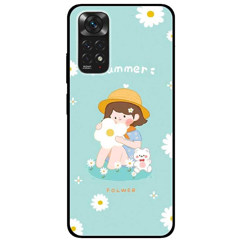 Ốp lưng dành cho Xiaomi Redmi Note 11 4G mẫu Cô Gái Ôm Hoa Trắng