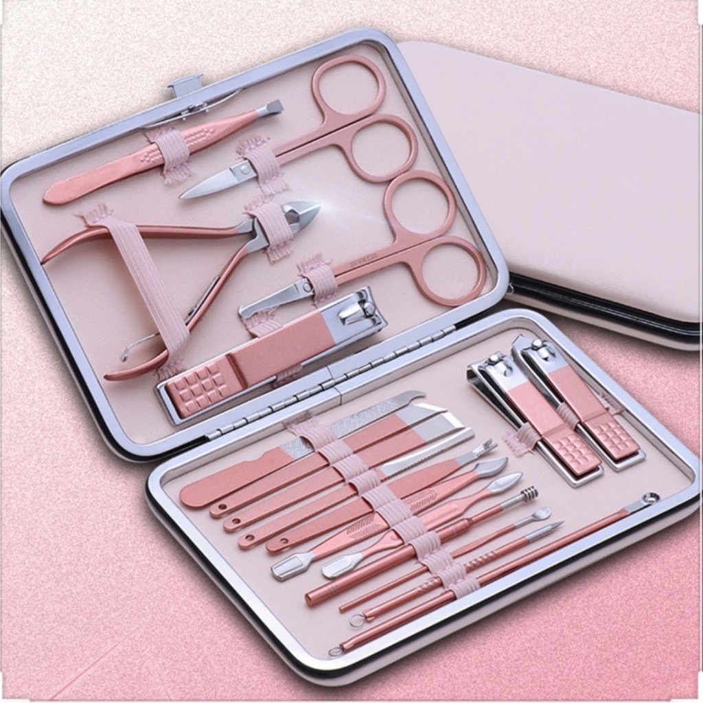 Bộ dụng cụ làm móng 18 món, set bấm móng tay 18 chi tiết thép không gỉ