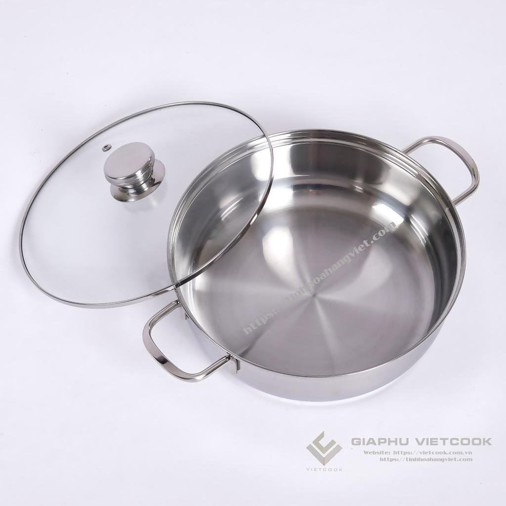 NỒI LẨU INOX 3 ĐÁY NẮP KÍNH VIETCOOK