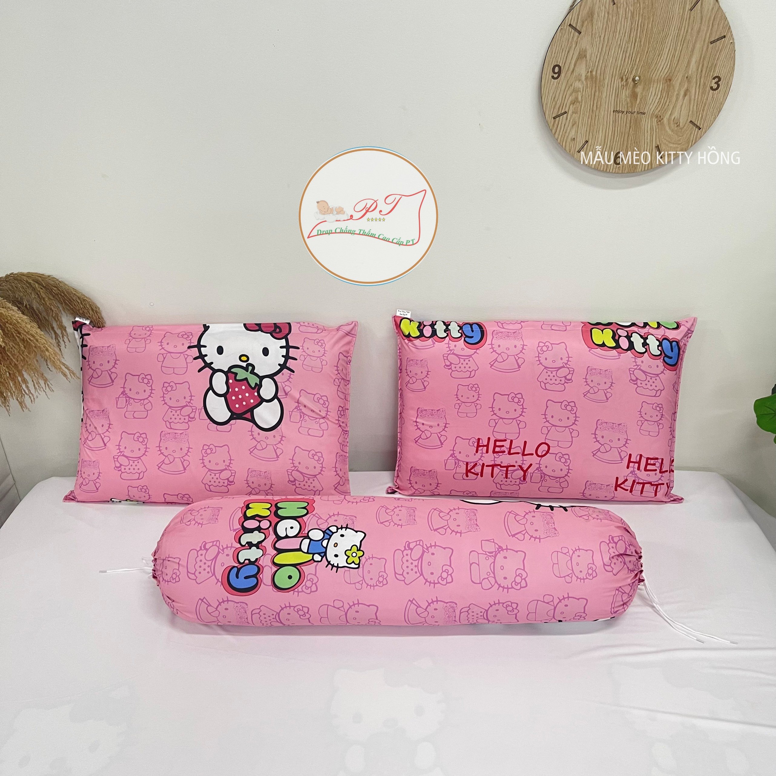 Ga Chống Thấm Cao Cấp PT Mẫu Họa Tiết Mèo Kitty Hồng