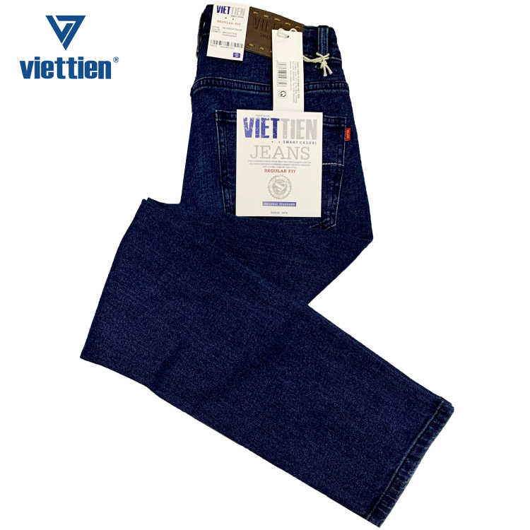 Viettien - Quần Jeans nam dài Regular fit Màu Xanh đậm 6S7033