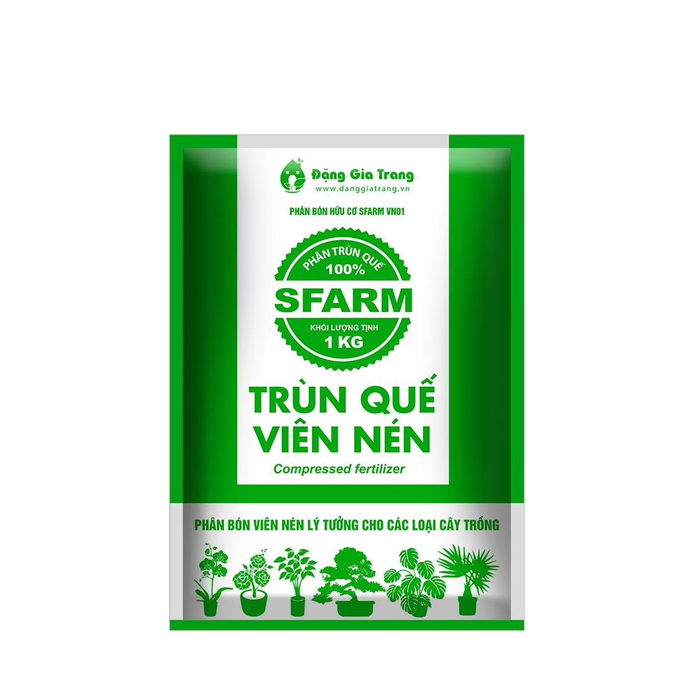 Phân trùn quế viên nén Sfarm Chuyên Dùng Cho Lan và các Loại Cây Trồng 1kg