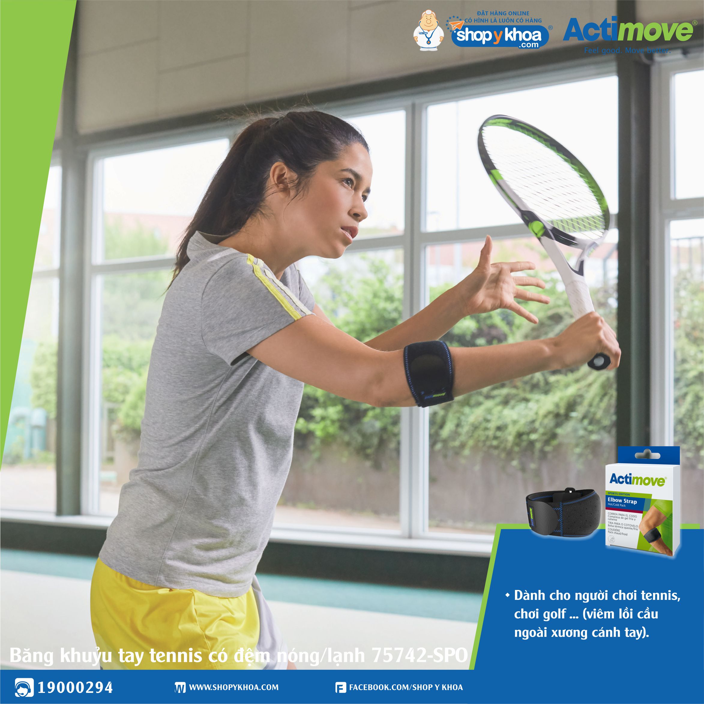 Băng khuỷu tay tennis có đệm nóng/lạnh 75742-SPO Actimove Elbow Strap