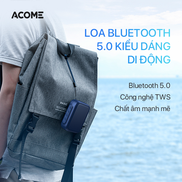 Loa Bluetooth ACOME A1 Công suất 5W Hỗ Trợ TWS Ghép Đôi 2 Loa Âm Thanh Vòm Âm Bass Trầm Chất Lượng Cao Thiết Kế Nhỏ Gọn - Hàng Chính Hãng