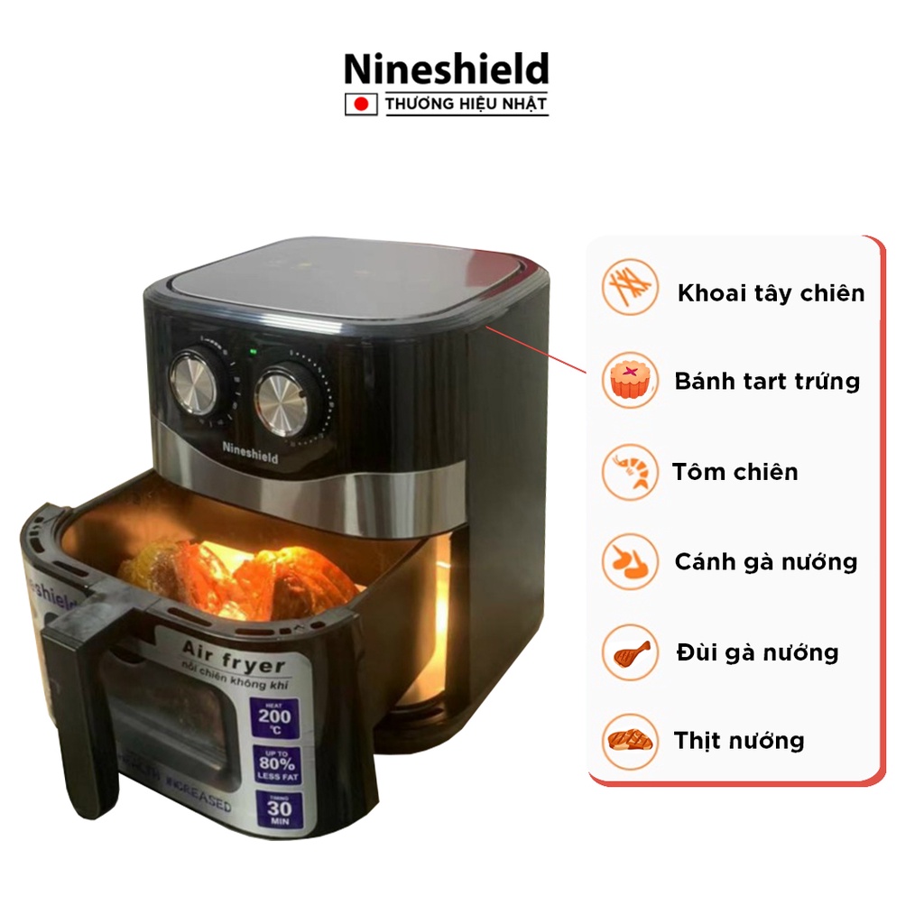 Nồi Chiên Không Dầu 10.5L Nineshield Loại Cơ KB-8002M - Hàng chính hãng