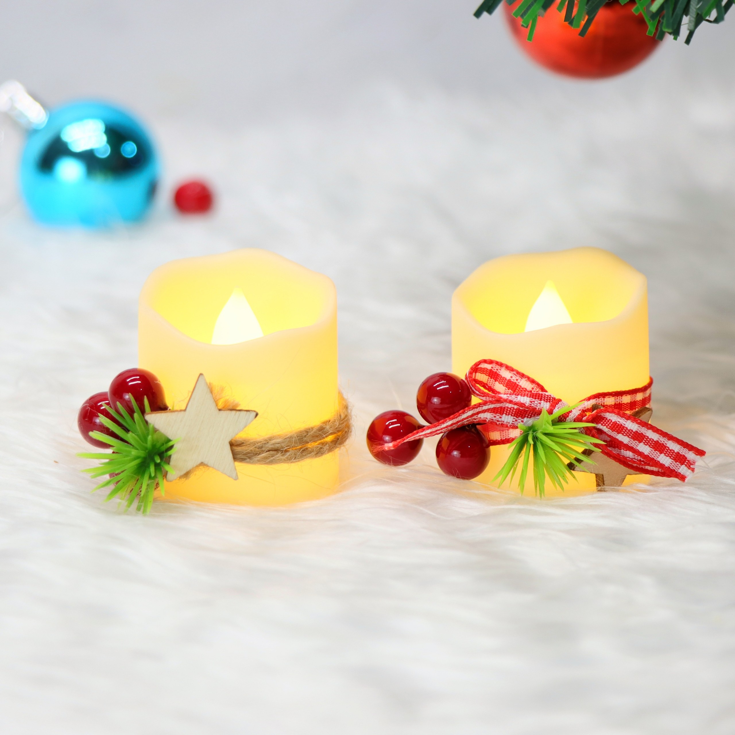 Nến Điện Tử  Nhí Đính Phụ Kiện Trang Trí Giáng Sinh Noel