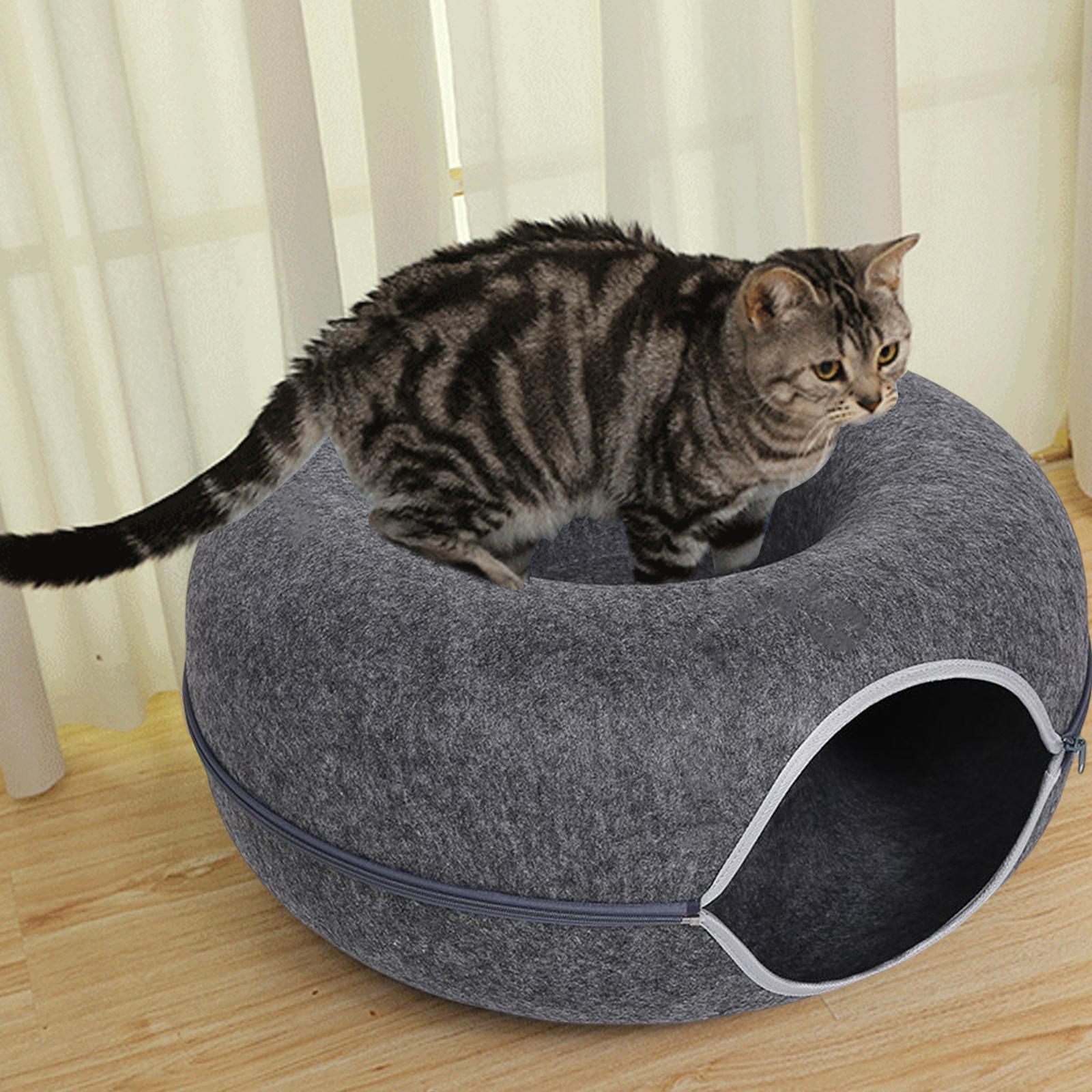 Felt  Scratch Resistant Summer Breathable Tunnel Bed Dark grey
