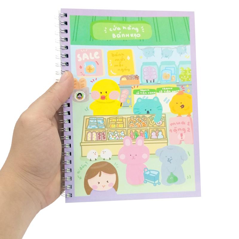 Sổ Tay Lò Xo A5 Kẻ Ô Vuông 100 Trang 100gsm - Cô Tiên Xanh - Cửa Hàng Bánh Kẹo