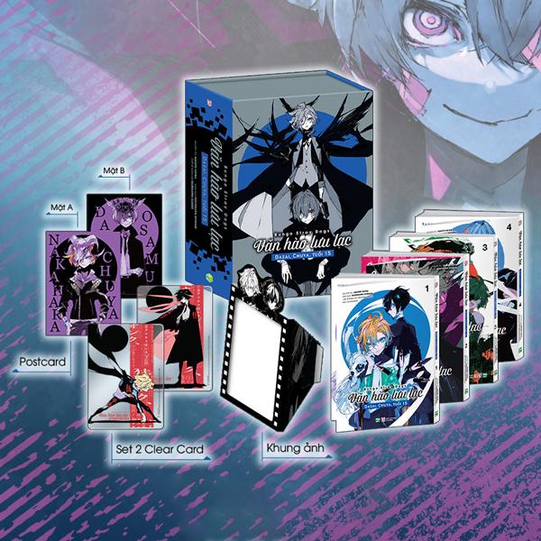 Sách - Boxset Manga Văn Hào Lưu Lạc - Dazai, Chuya, Tuổi 15 (Hộp 4 Tập) - Bản Đặc Biệt - Tặng Kèm 1 Postcard 2 Mặt + 2 Clear Card Hình Nhân Vật + 1 Khung Ảnh
