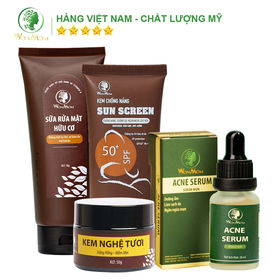 Bộ trắng da, sạch nám mụn, chống nắng chuyên sâu Wonmom