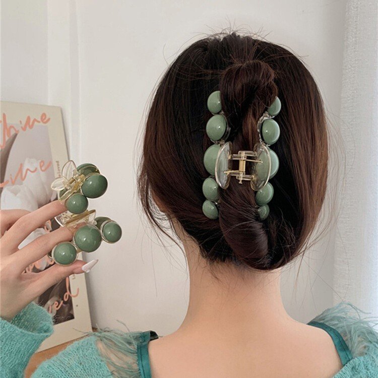 Kẹp cặp tóc càng cua hàn quốc đính ngọc trai phong cách tiểu thư cute xinh dễ thuong cho nữ màu xanh ngọc