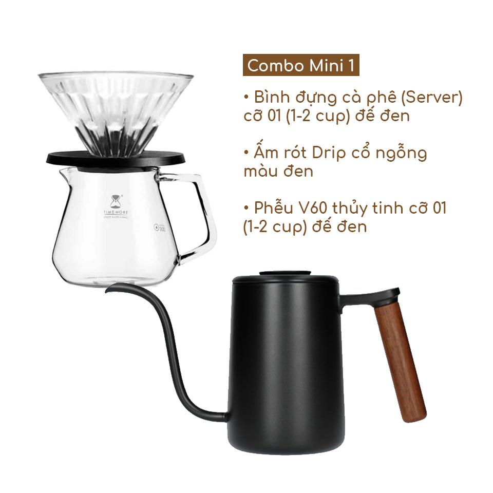 Combo V60 Timemore Black thông dụng | Dụng cụ pha cà phê pour-over