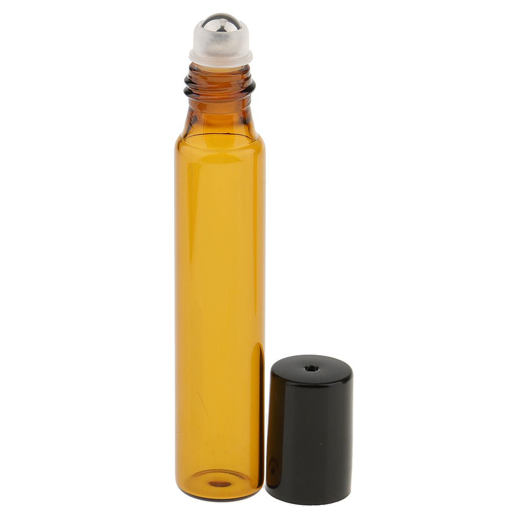 Lot of 6 Pieces 10ml Empty Glass Bottles for Travel Essential Oils Perfume Light Brown