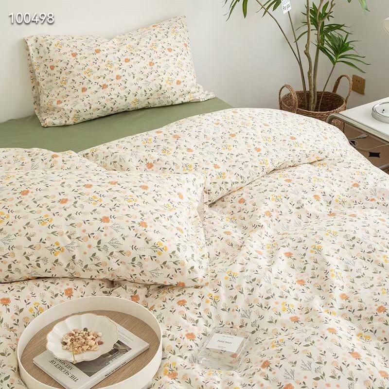 Bộ Chăn Ga Gối Cotton Living 100% Cotton Hàng Nhập Khẩu Cao Cấp 4 Món Hoa Nhí