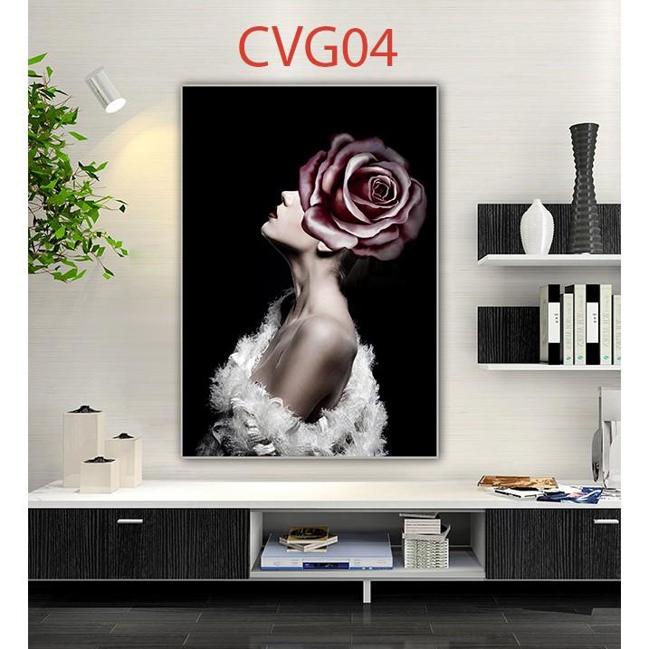 Tranh canvas cô gái nghệ thuật TCVG37 tặng đinh treo tranh