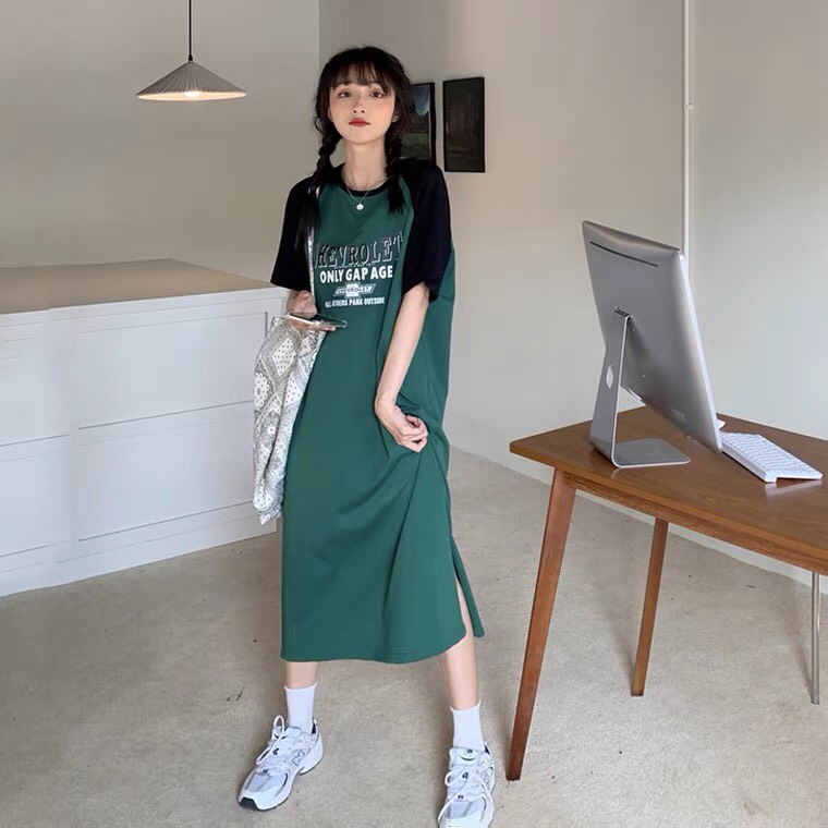 Váy Suông Ulzzang Cộc tay Vẻ năng động