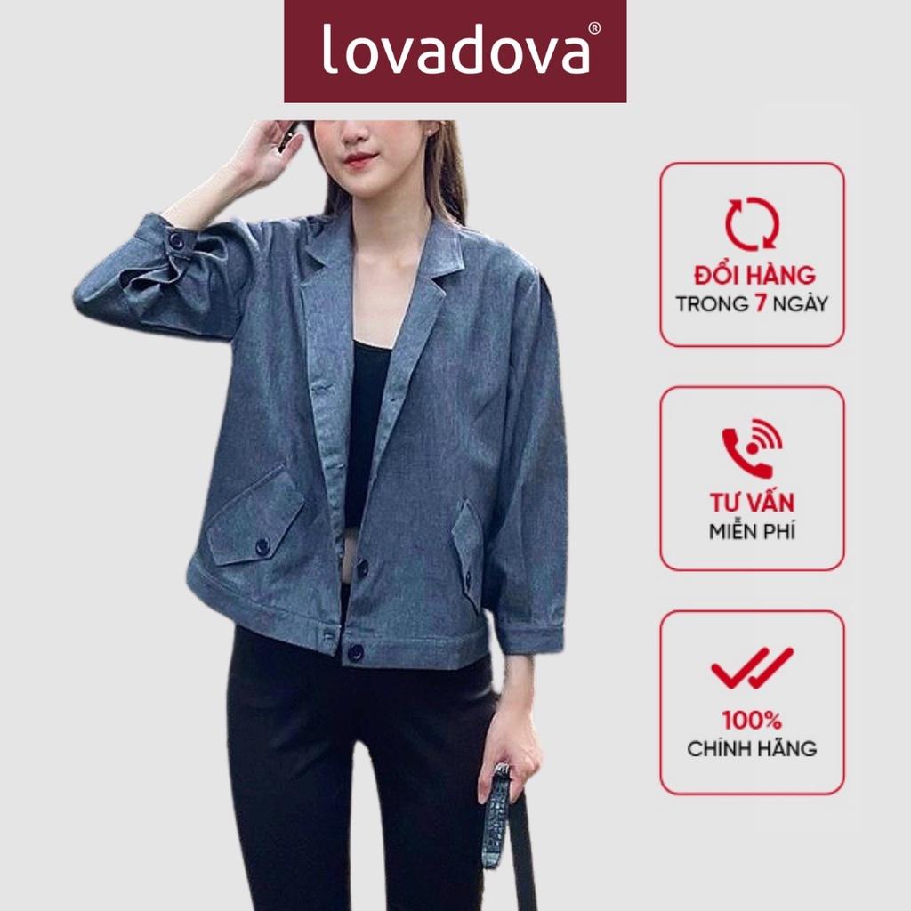 Áo Khoác Kiểu Nữ, Dài Tay, Cách Điệu Giả Vest, Màu Xám - Lovadova 21O10C001