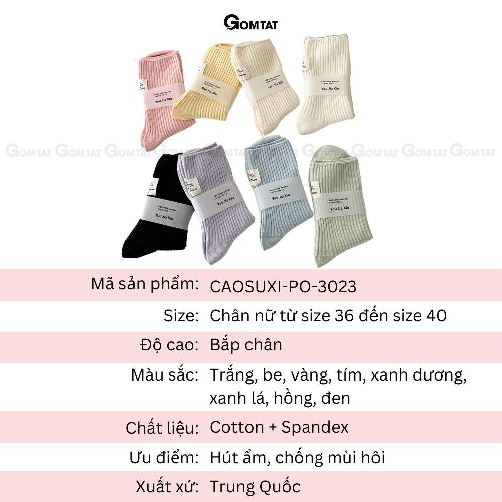 Tất nữ cổ cao phong cách Hàn Quốc nhiều màu, vớ chất liệu cotton mềm mại, thấm hút, thoáng khí - CAOSUXI-PO-3023-1DOI