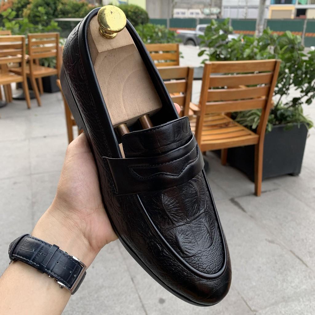 Giày Lười Nam Dập Vân Cá Sấu - Đế Khâu Chắc Chắn- Mã L179