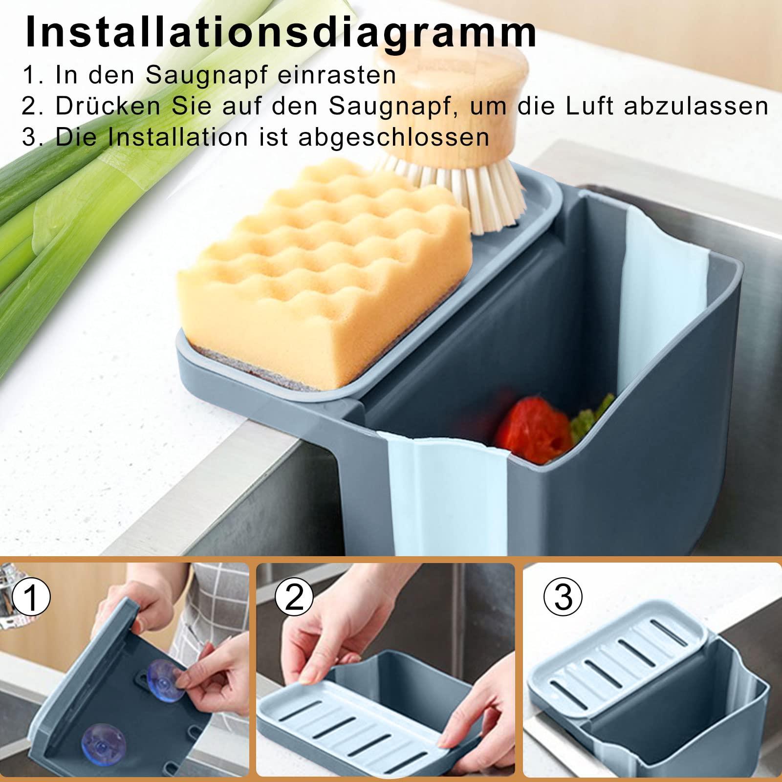 S-Suction, thoát nước rửa đa chức năng, có thể gập lại, bồn rửa, có thể thu vào, giá đỡ bồn rửa treo, kệ thoát nước có thể gập lại