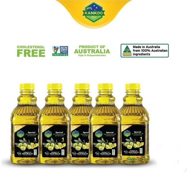 Combo 5 chai Dầu ăn Oliu hạt cải nhãn hiệu KANKOO Oil Australian Liquid Gold nhập khẩu từ Úc (5 chai x 1 lít)