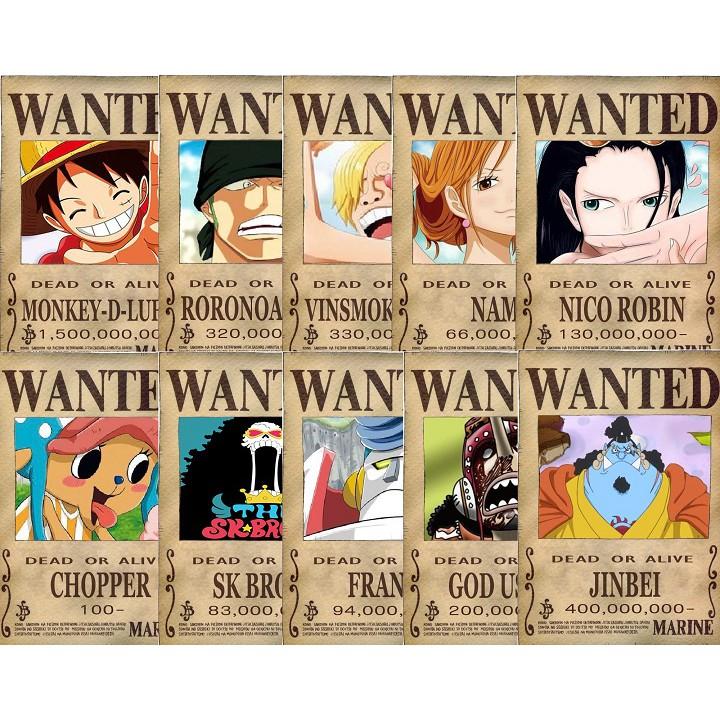 Lệnh truy nã nhân vật Onepiece wanted poster size A4 loại mỏng