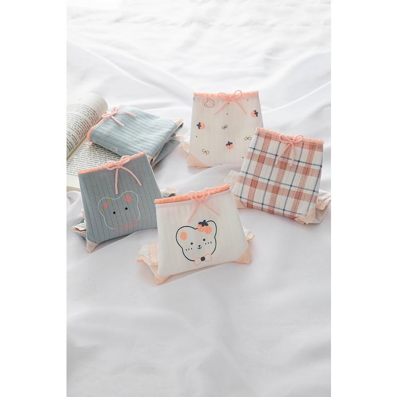 Quần Lót Nữ Cotton Kháng Khuẩn Hình Gấu_Dâu Ngang Eo . Hàng Loại Đẹp.