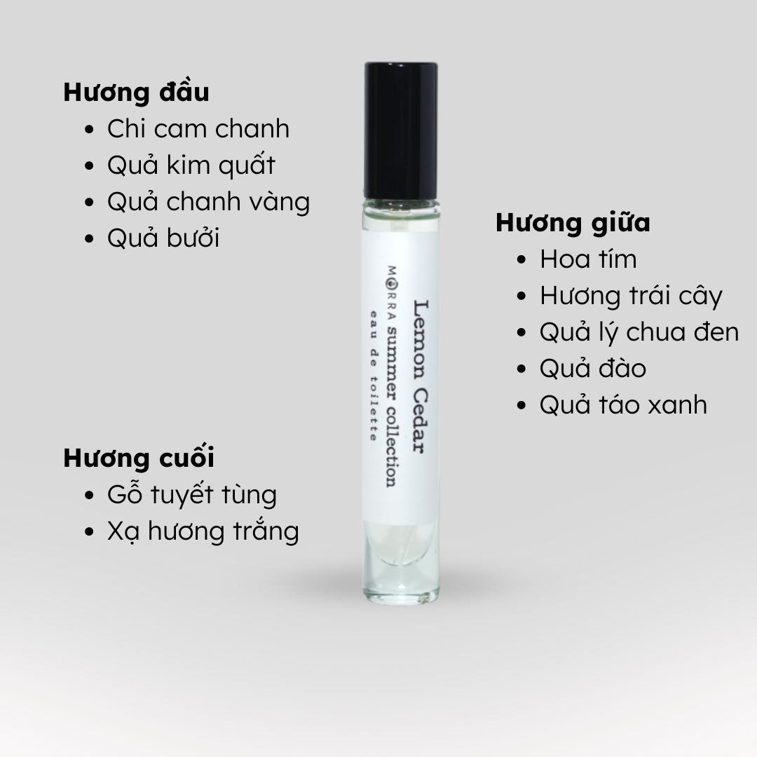 Nước Hoa Nam Nữ Chính Hãng Morra Lemon Cedar Nguyên Liệu Nhập Pháp Hương Thơm Hoa Cỏ, Thanh Mát, Lưu Hương Thơm Lâu