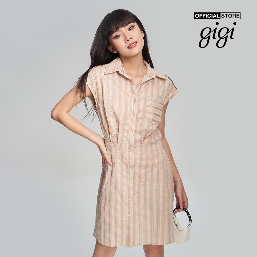 GIGI - Đầm sơ mi tay ngắn năng động G2107D231120-12