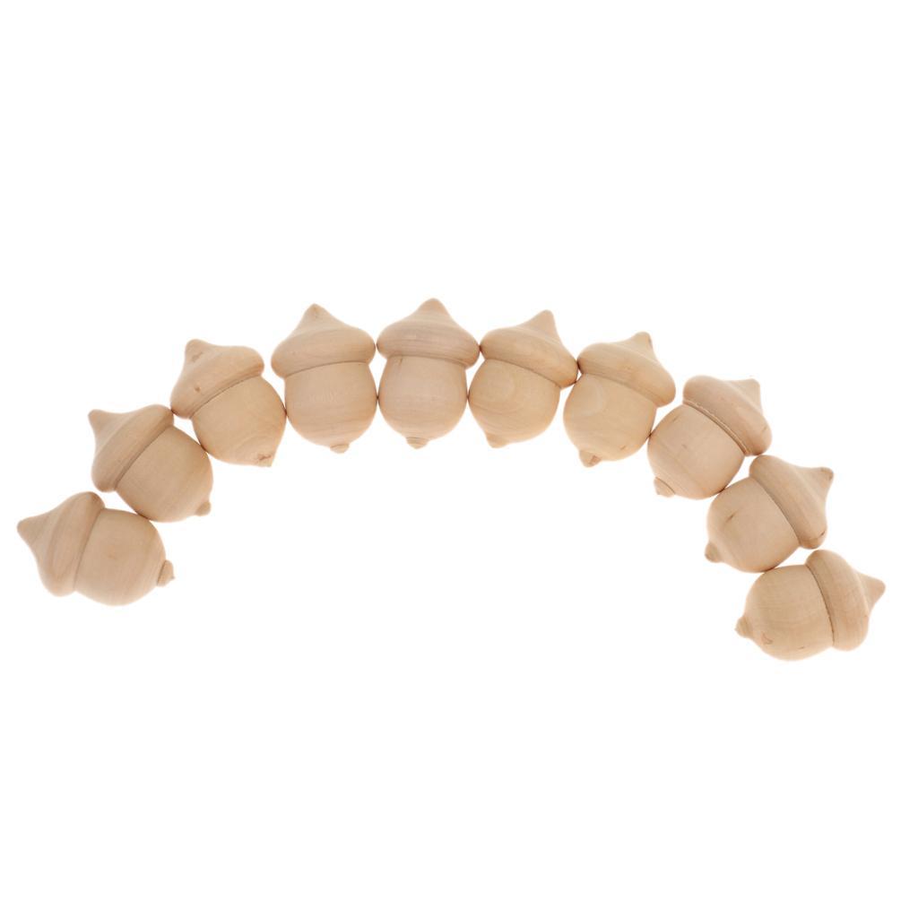60pcs Vintage Acorn Wood DIY Craft Wedding Party Decor Cake Topper
