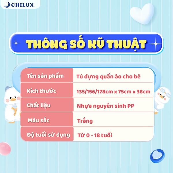 Tủ quần áo cho bé Chilux tủ nhựa PP an toàn, chắc chắn, nhìu kích thước và màu sắc xinh xắn