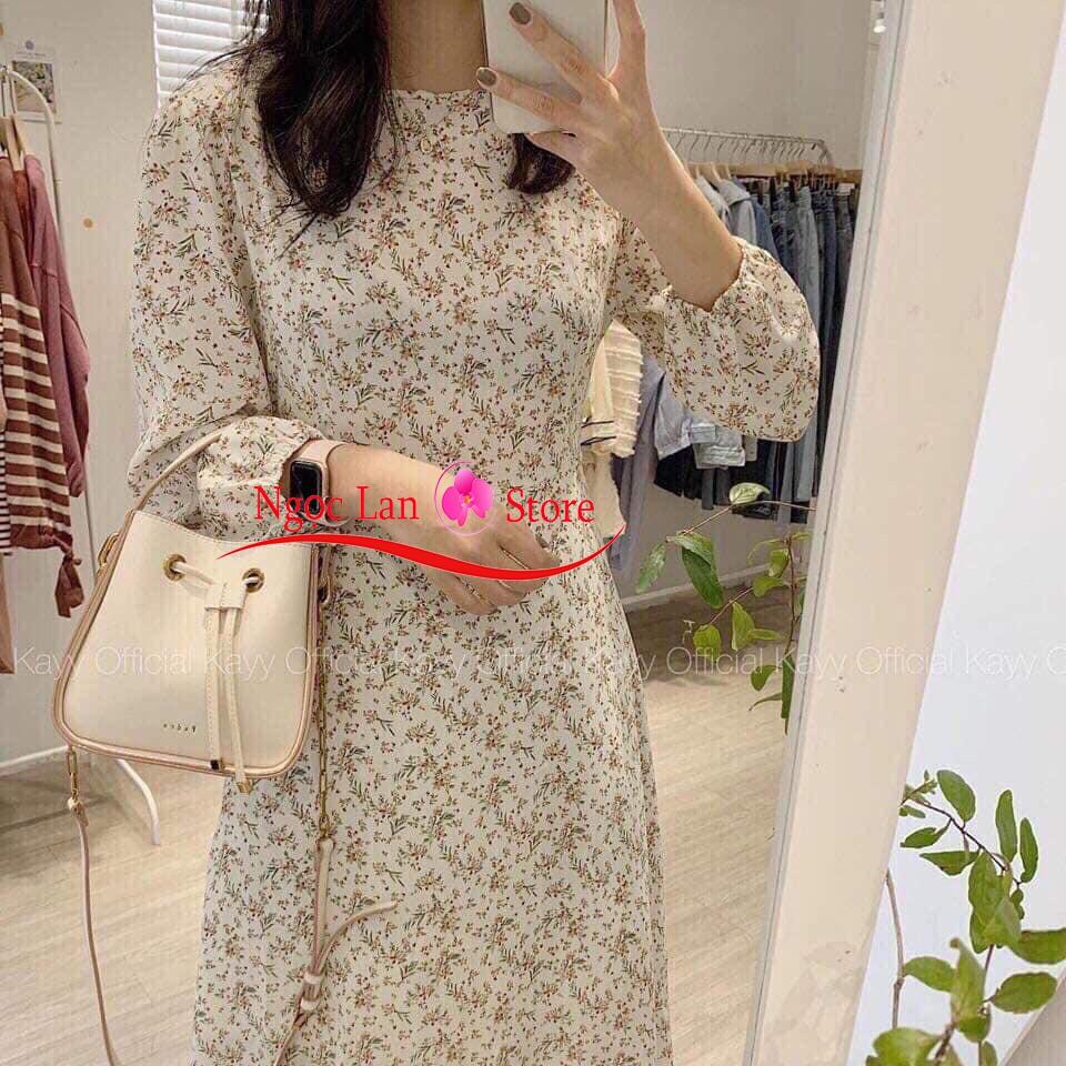 Đầm Voan Hoa Nhí Cổ Tròn Tay Lỡ Buộc Dây Eo Xếp Nếp Dáng Xòe Thướt Tha Hoa  Văn Xinh Xắn Nhiều Lựa Chọn Màu Sắc V013  Voan Nhật Cao Cấp