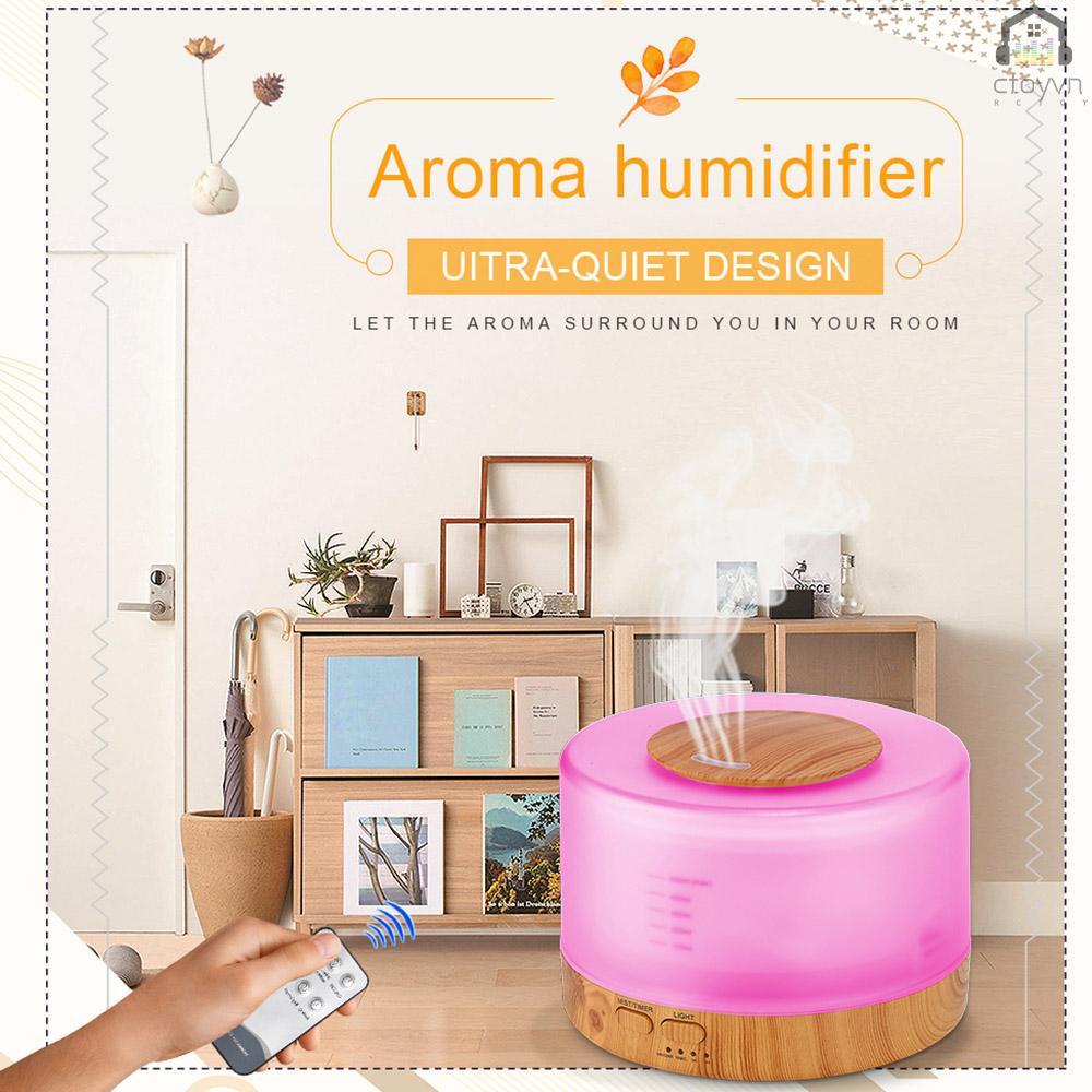Máy khuếch tán tinh dầu tạo độ ẩm không khí có đèn LED 7 màu điều khiển 3 chế độ điều khiển từ xa 500ml