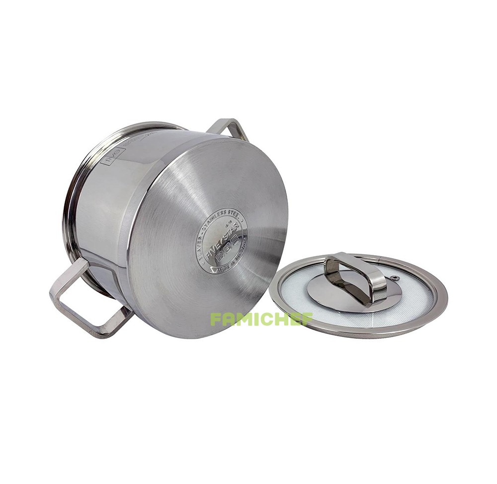 Bộ 4 nồi inox 304 cao cấp 3 đáy nắp kính FiveStar FS08NKB