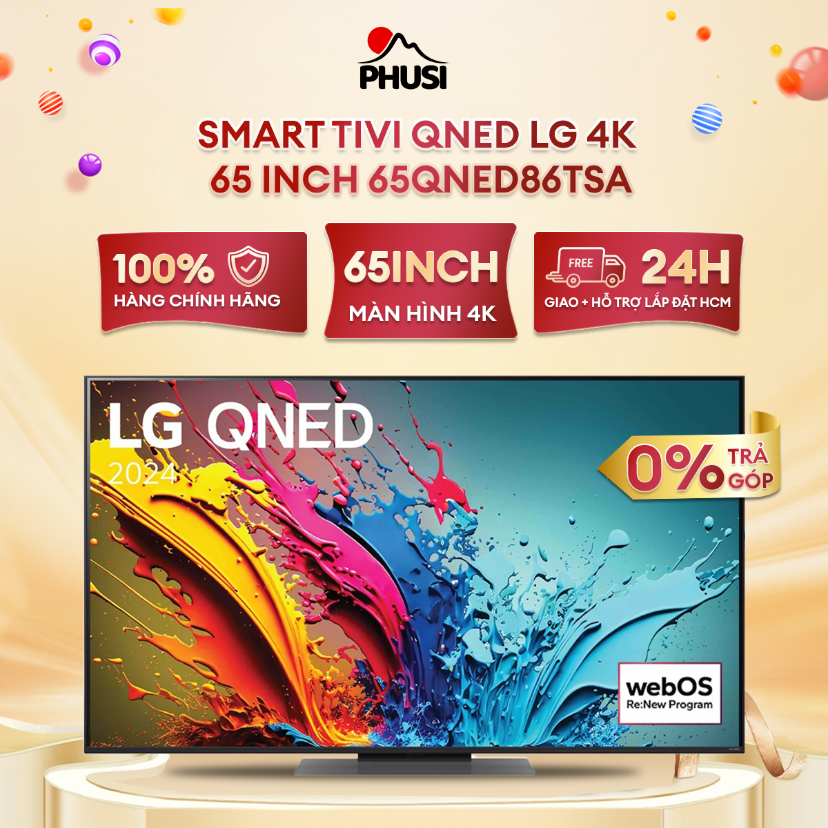 Smart Tivi QNED LG 4K 65 inch 65QNED86TSA Mới 2024 - Hàng chính hãng - Giao HCM và 1 số tỉnh thành