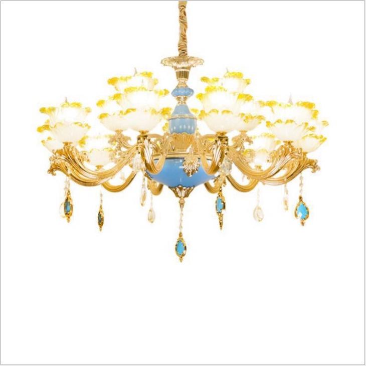 Đèn Chùm Ca Sỹ Pha Lê 15 tay XANH NGỌC- phong thái Phương tây tối tân thích hợp tô điểm Phòng Khách, Nhà Hàng, Hội Trườn