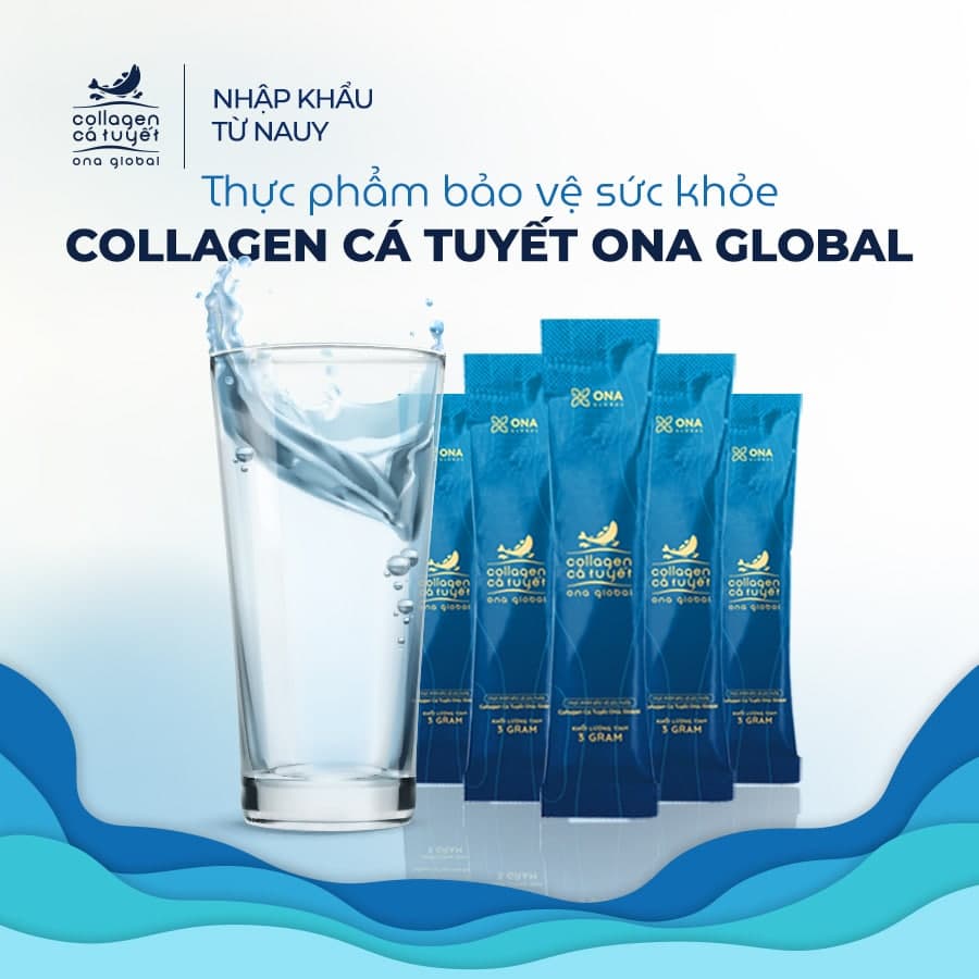 Collagen cá tuyết Ona Gobal làm đẹp da, da săn chắc, căng bóng ngậm nước ẩm mượt- Hàng Chính Hãng