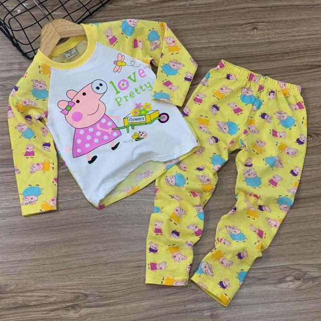 Bộ dài tay cotton 4c siêu xinh cho bé gái - Đồ bộ trẻ em