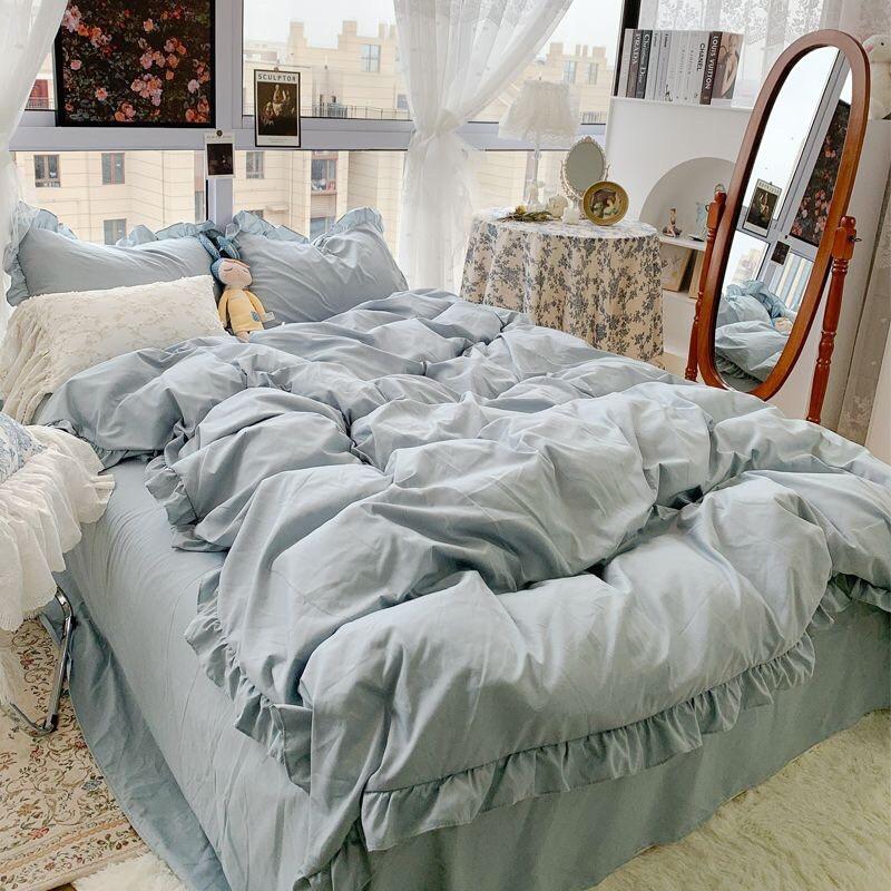 Bộ Chăn Ga Gối Cotton Tici Đũi Bèo Hàng nhập Khẩu 4 Món Nhiều Mẫu