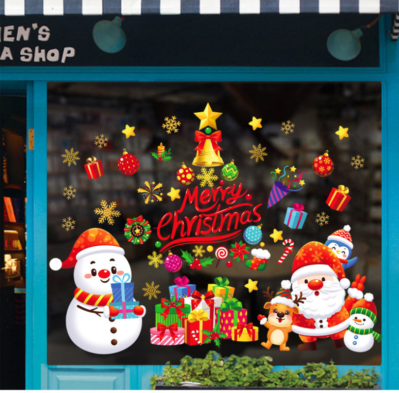 Decal trang trí Noel hít tĩnh điện - Cùng nhau phát quà cùng những người bạn
