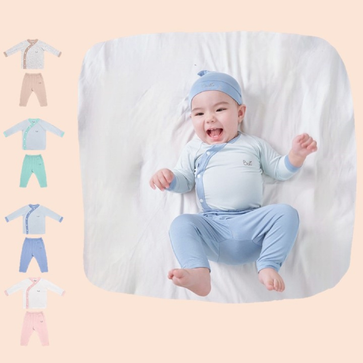 Bộ dài tay cài chéo  BARU chất liệu cotton thu đông cho sơ sinh ( 0-6M )