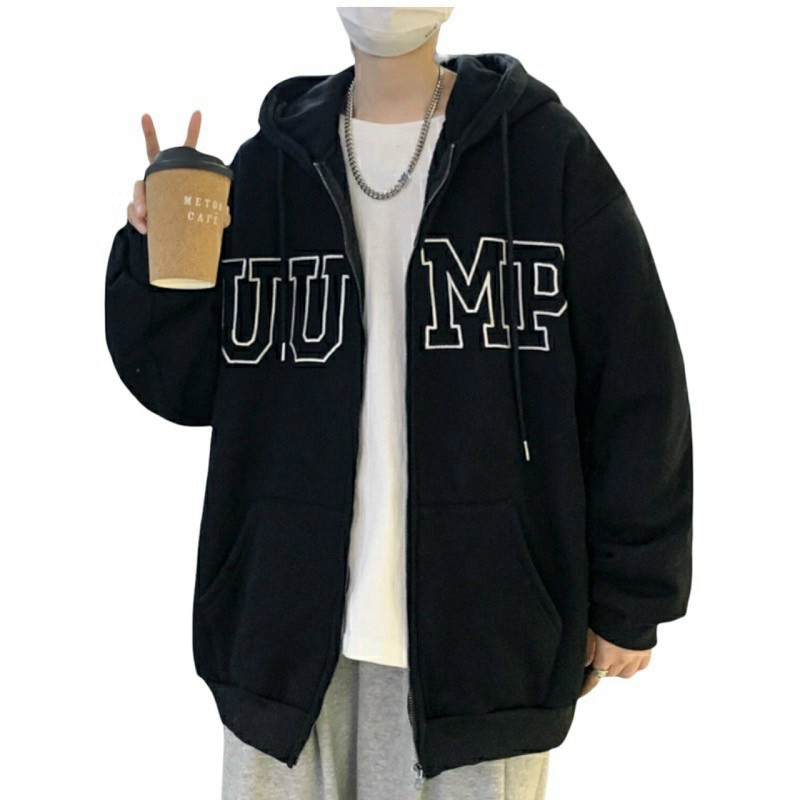 Áo Khoác Hoodie Nỉ Chữ JUMP Có Nón Mũ 2 Lớp - Kiểu Khóa Kéo Zip Nam Nữ Cặp Đôi - Chống Nắng - Thu Đông