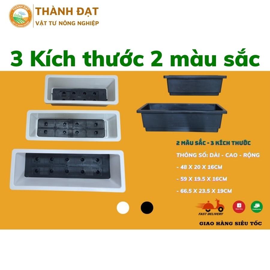 Hình ảnh Chậu trồng hoa, trồng rau, trồng cây cảnh, chậu nhựa hình chữ nhật thông minh 3 kích thước 2 màu sắc trắng đen