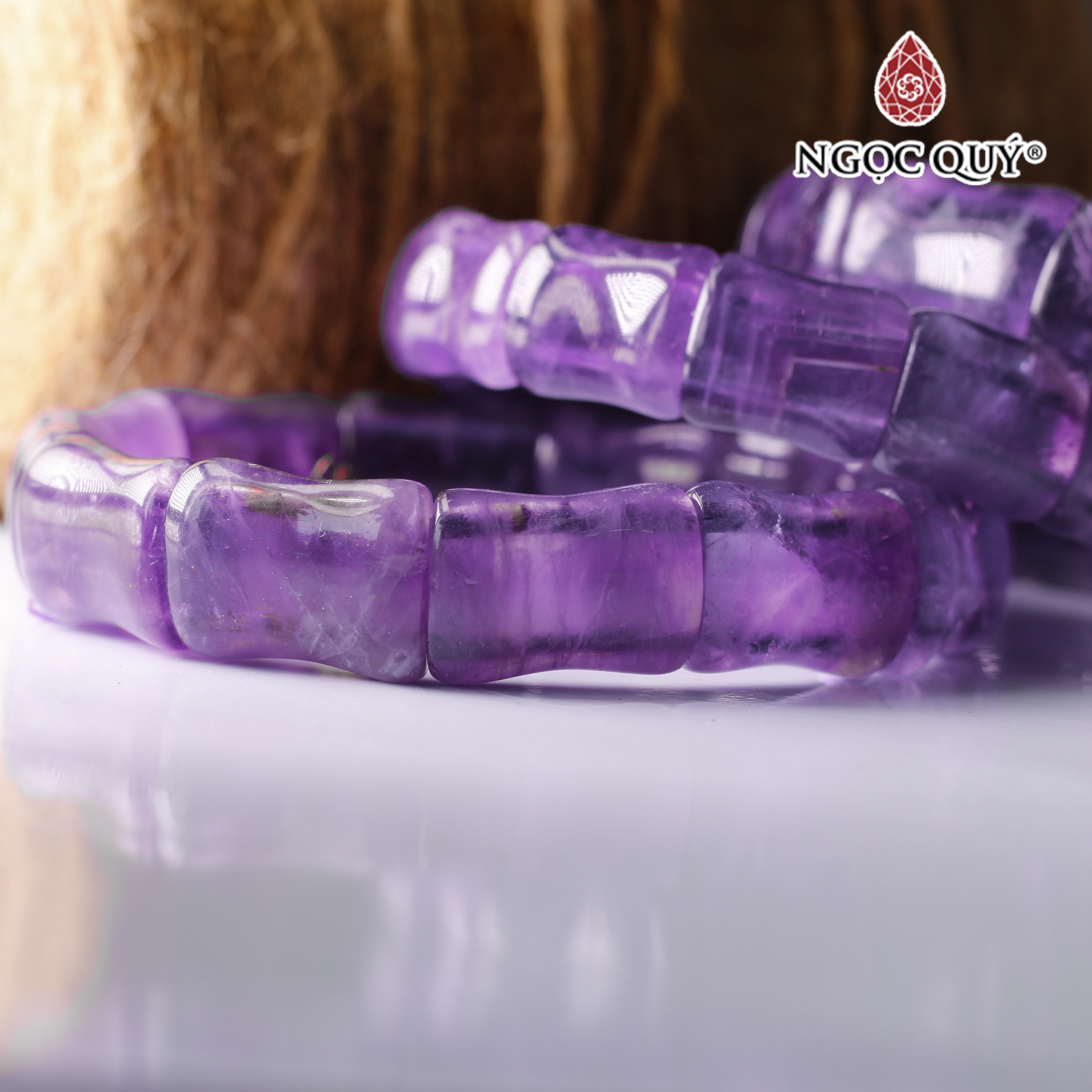 Vòng đốt trúc đá thạch anh tím cao 12mm mệnh hỏa. thổ - Ngọc Quý Gemstones