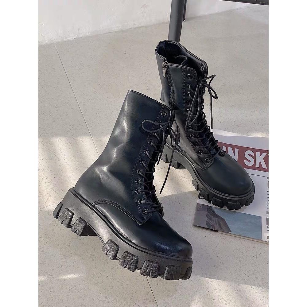 Boots da cổ cao ullzang buộc dây có khóa kéo hàng L1 G085