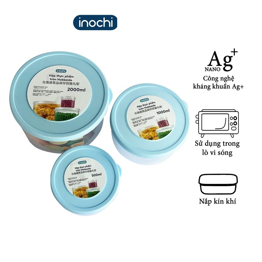 Set 3 Hộp thực phẩm Nhựa Đựng đồ Thức Ăn Thực Phẩm Hokkaido nhựa Tròn INOCHI Nhựa Trong Suốt 500-1000-200ml BOTPTN