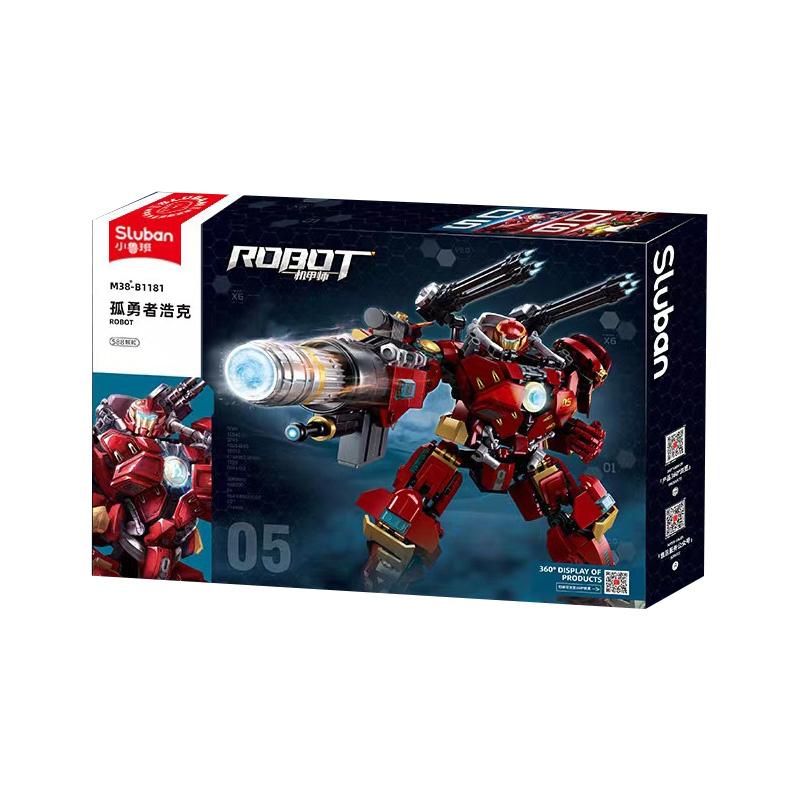 Đồ chơi Lắp ráp Lone Hulk, Sluban 1181 Mecha Master, Xếp hình thông minh, Mô hình người máy