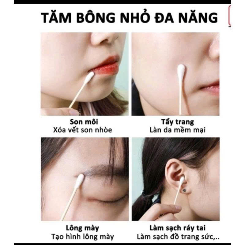 Dụng cụ trang điểm làm đẹp - Set hộp 500c  tăm bông ngoáy tai lớn cao cấp với 2 đầu tăm thiết kế hình dáng khác nhau làm sạch sâu bên trong , an toàn và tiện lợi